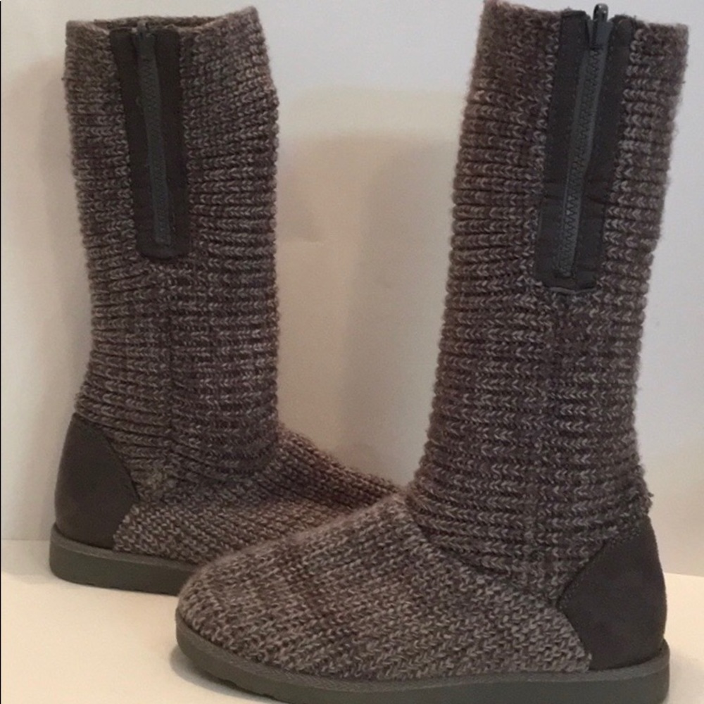 SOCK KNIT BOOTIES KOHLS RUBBER SOLES ZIP SIDE SZ 6